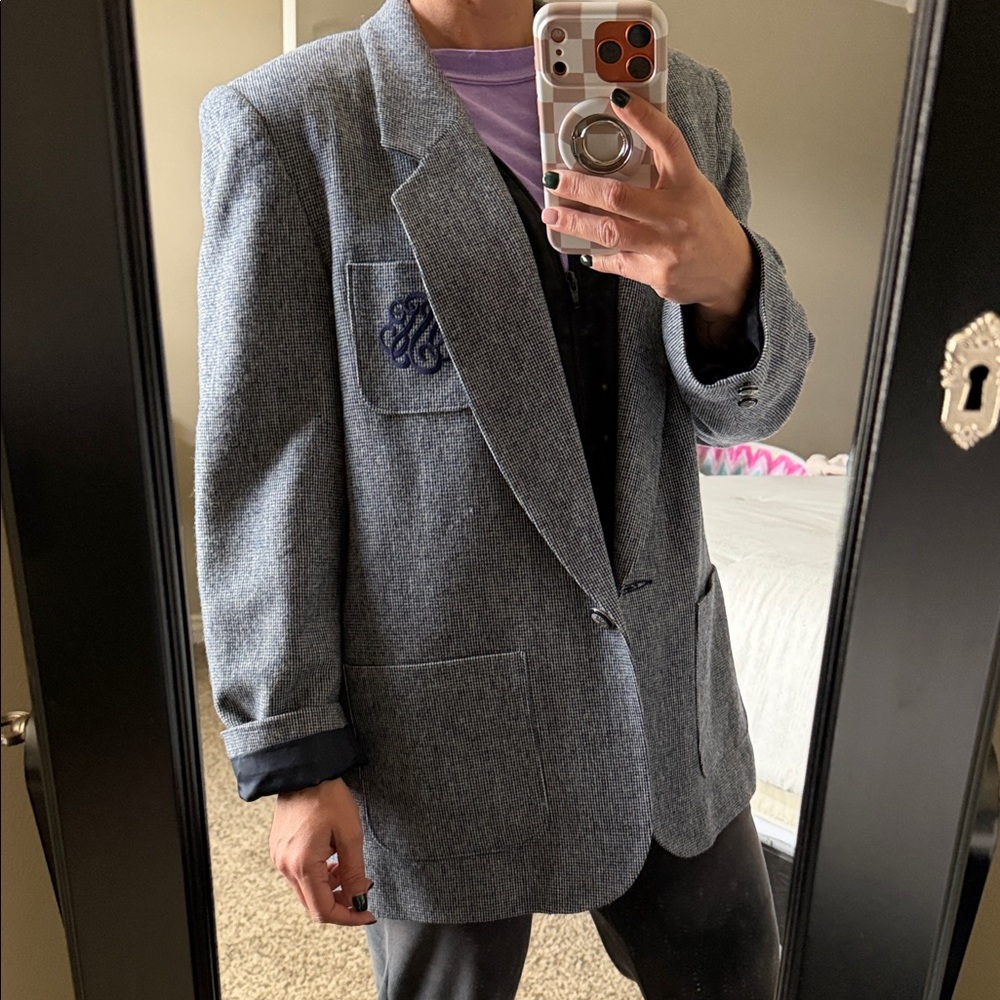 Pendleton Gray Blazer with Embroidered Pocket